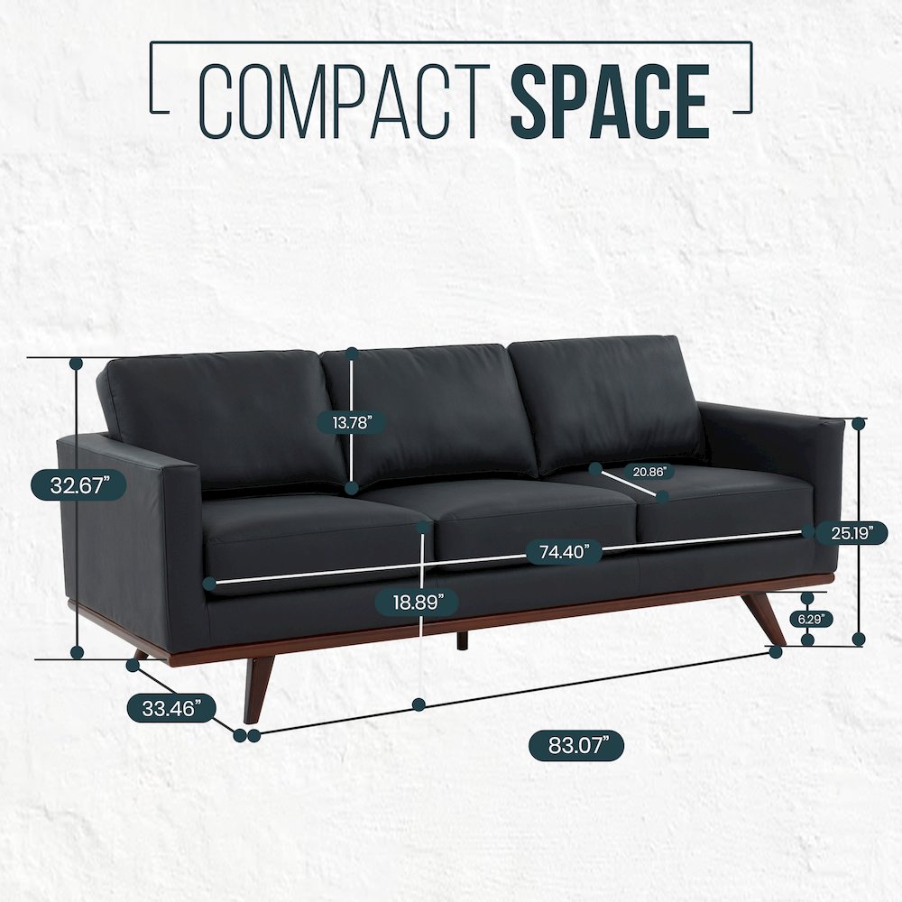 Chester Modern Leather Sofa With Birch Wood Base. Picture 5