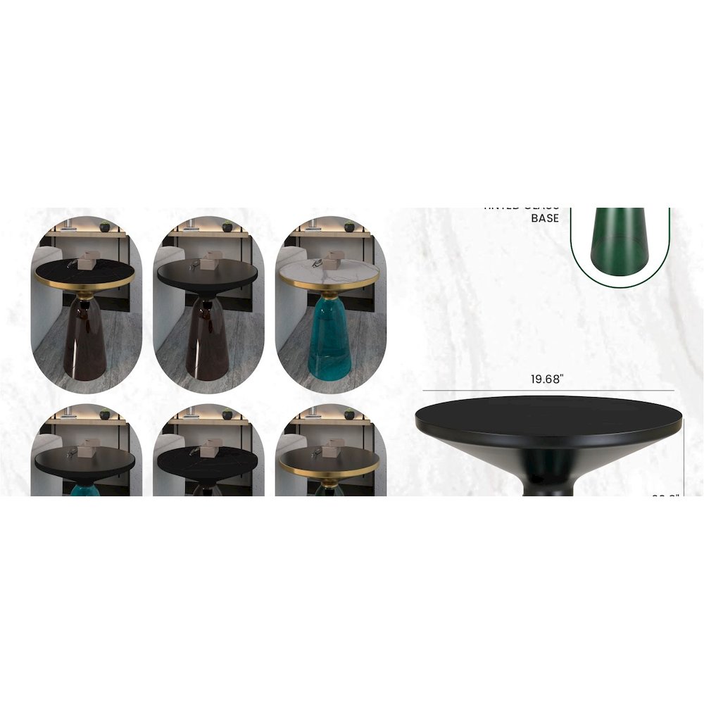 Tully Collection Glass side Table Green glass, Black Rim with Black Glass top. Picture 26