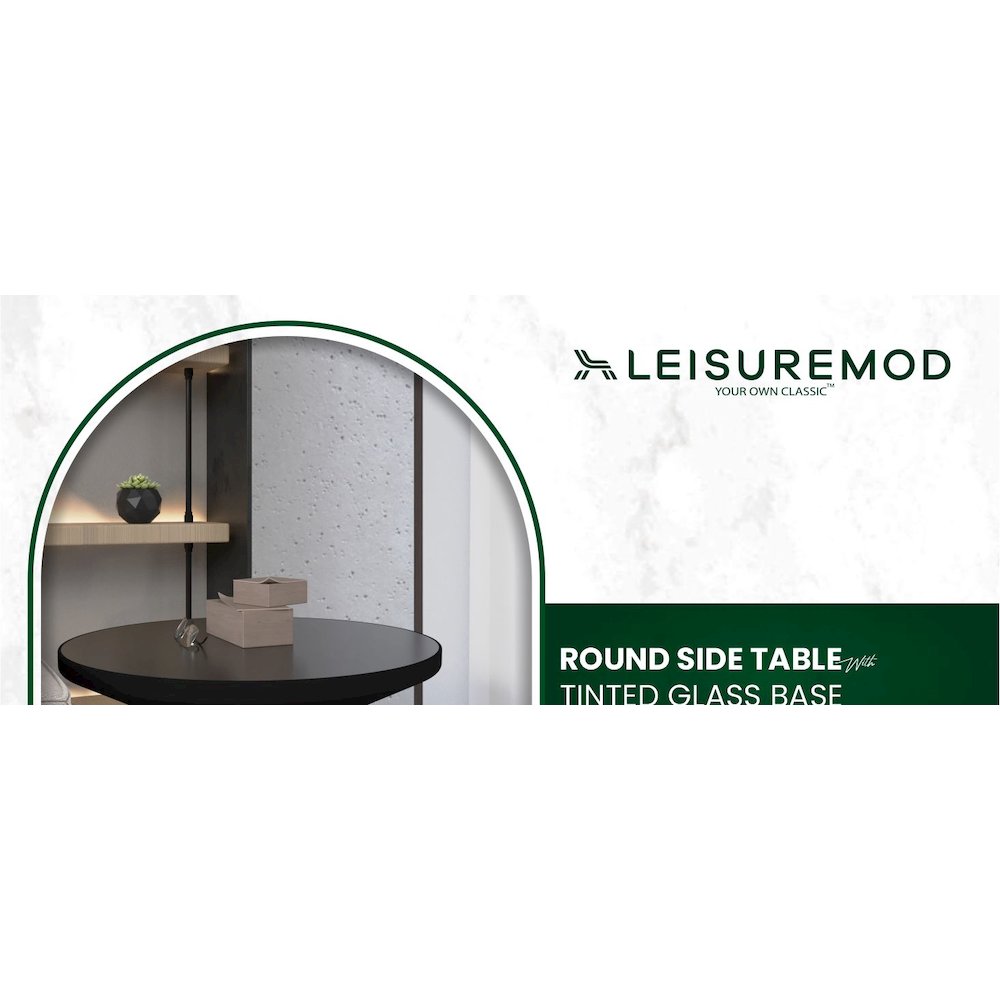 Tully Collection Glass side Table Green glass, Black Rim with Black Glass top. Picture 28