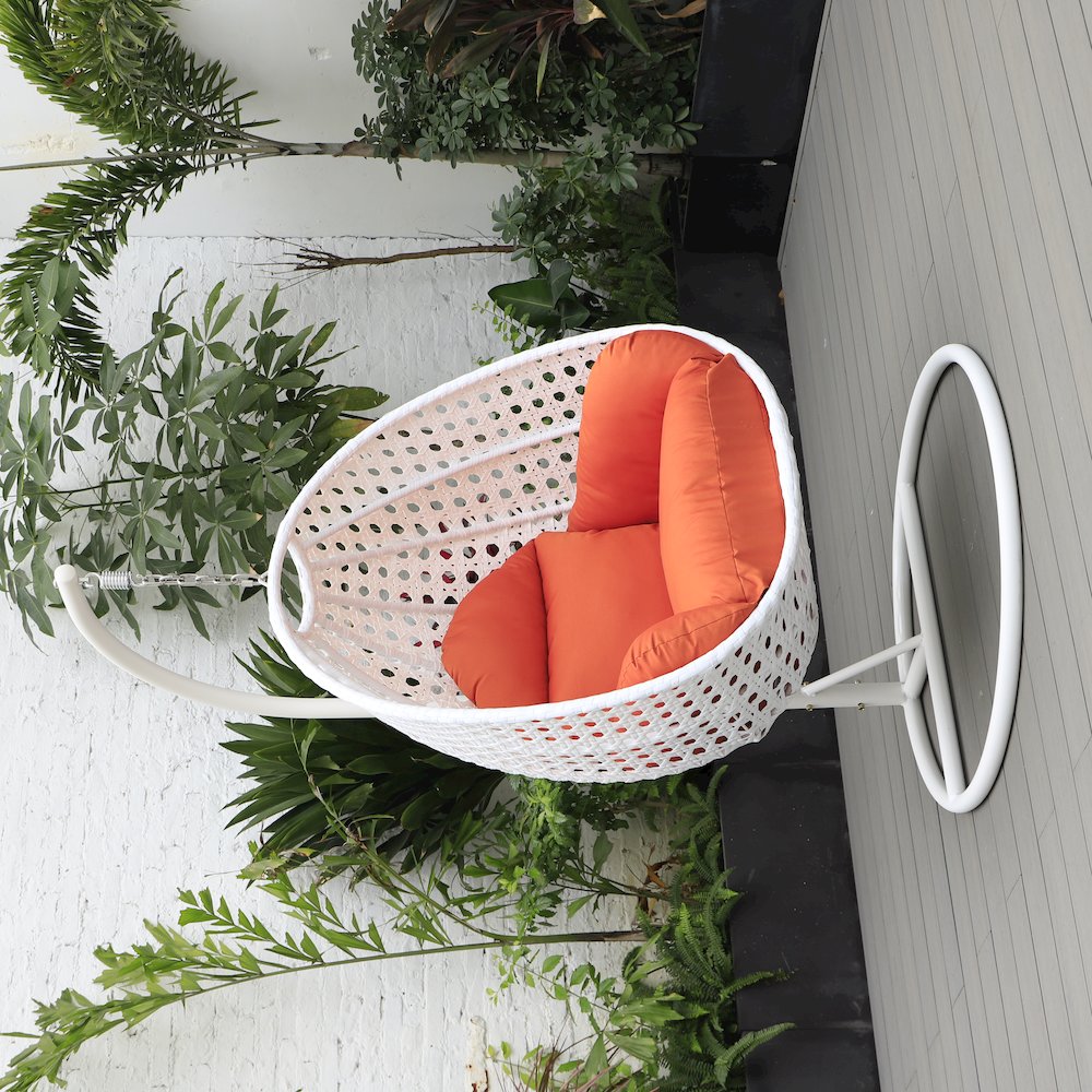 White Wicker Hanging Egg Swing Chair. Picture 2
