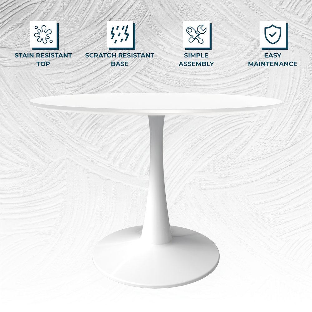 Bristol, 40" Round dining table in White. Picture 14