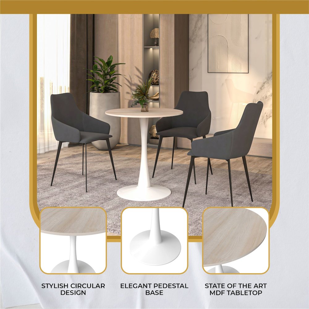 Bristol 24" round dining table White base with marbled MDF top. Picture 11
