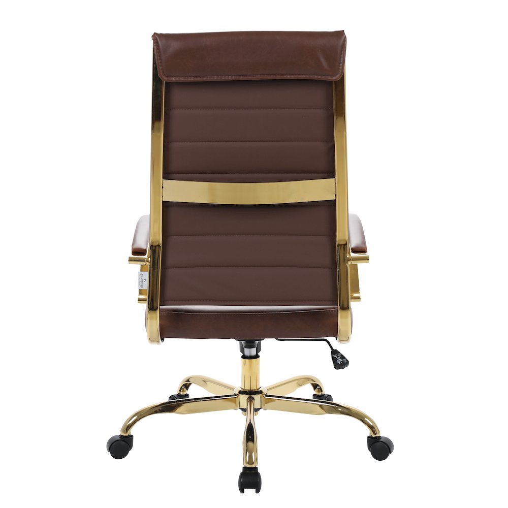 Benmar High-Back Leather Office Chair With Gold Frame. Picture 6