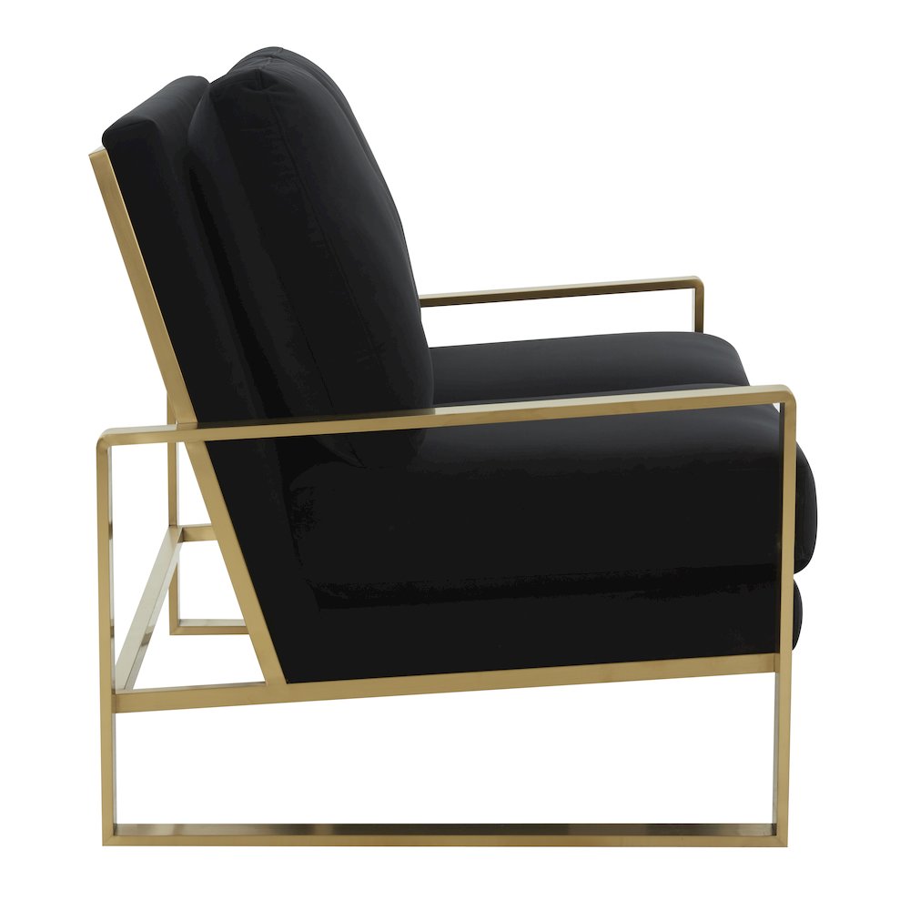 Jefferson Contemporary Modern Velvet Loveseat With Gold Frame. Picture 4