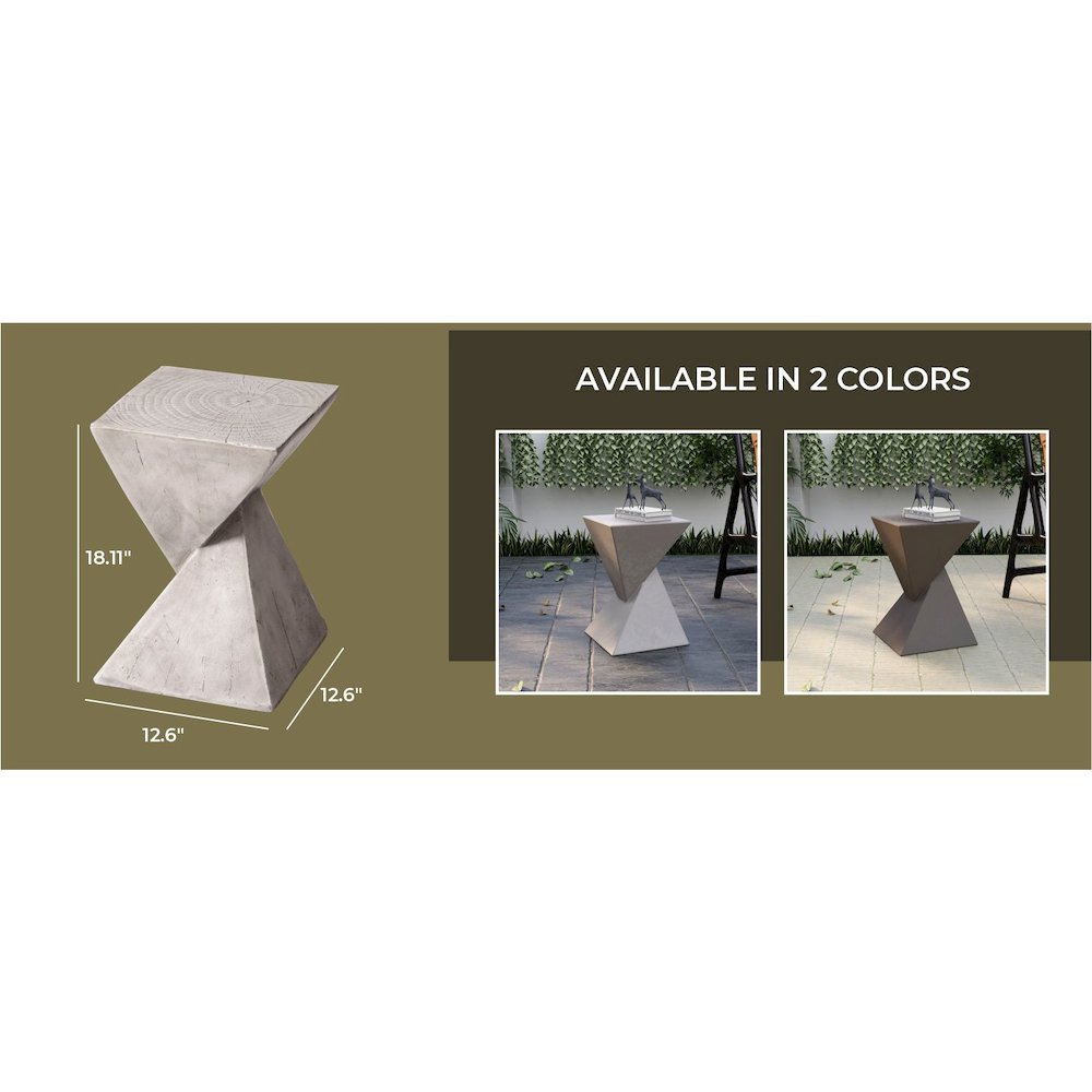 Glint Collection Fiberglass Outdoor Side Table in Marble White. Picture 25