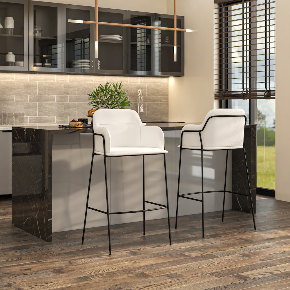 Axis Collection Modern Bar height Chair in White. Picture 1