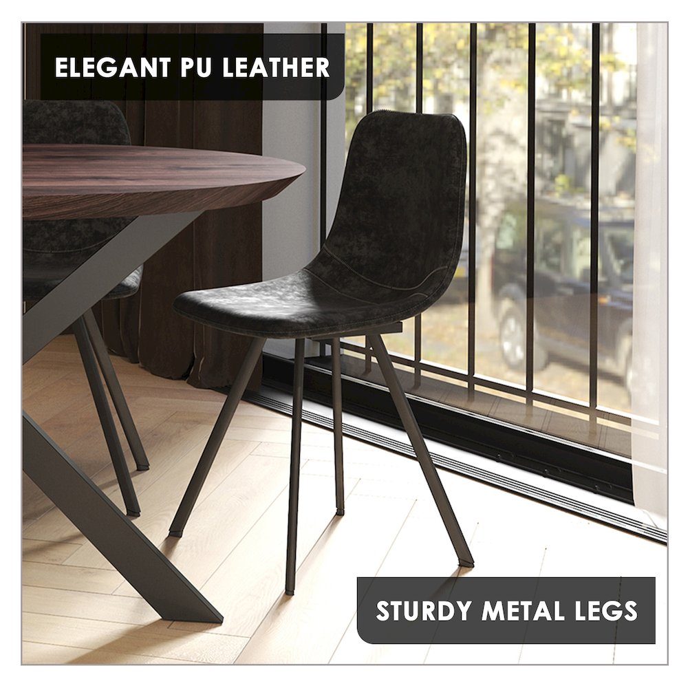 Markley Modern Leather Dining Chair With Metal Legs. Picture 36