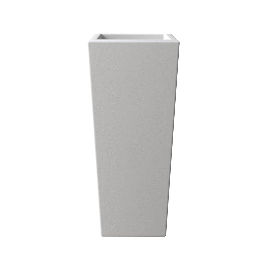 Orna Series Poly Stone Planter 17.7 Dia 36.2 High in White. Picture 4