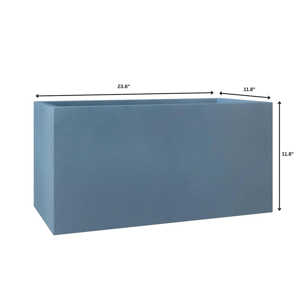 Bloom Series Poly Stone Planter 11.8" , 23.6" Long In Black Aged Concrete. Picture 6