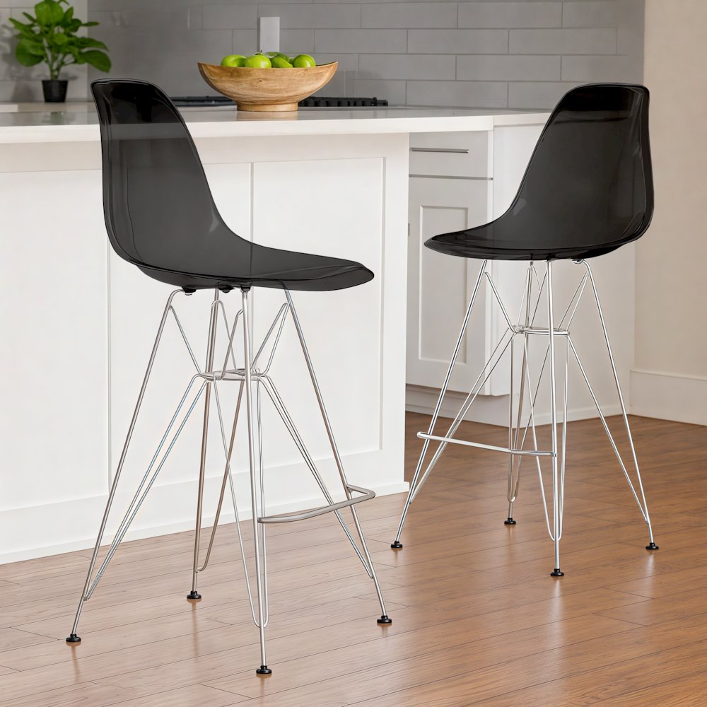 Cresco Modern Acrylic Barstool in Transparent Black. Picture 10