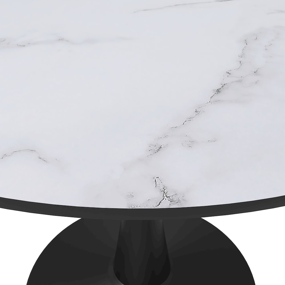 Bristol, 40" Round dining table in Black Base with White top. Picture 4