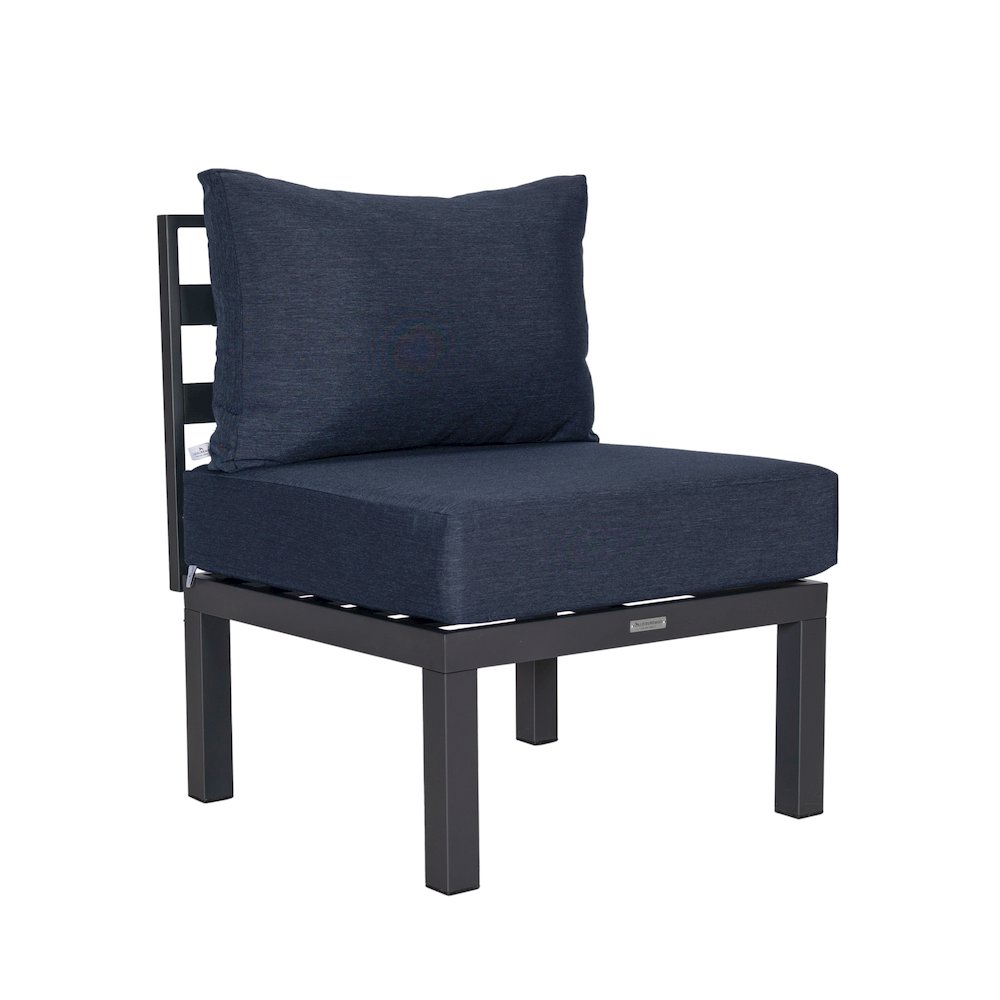 Chelsea 7-Piece Patio Sectional And Fire Pit Table Black Aluminum With Cushions. Picture 14