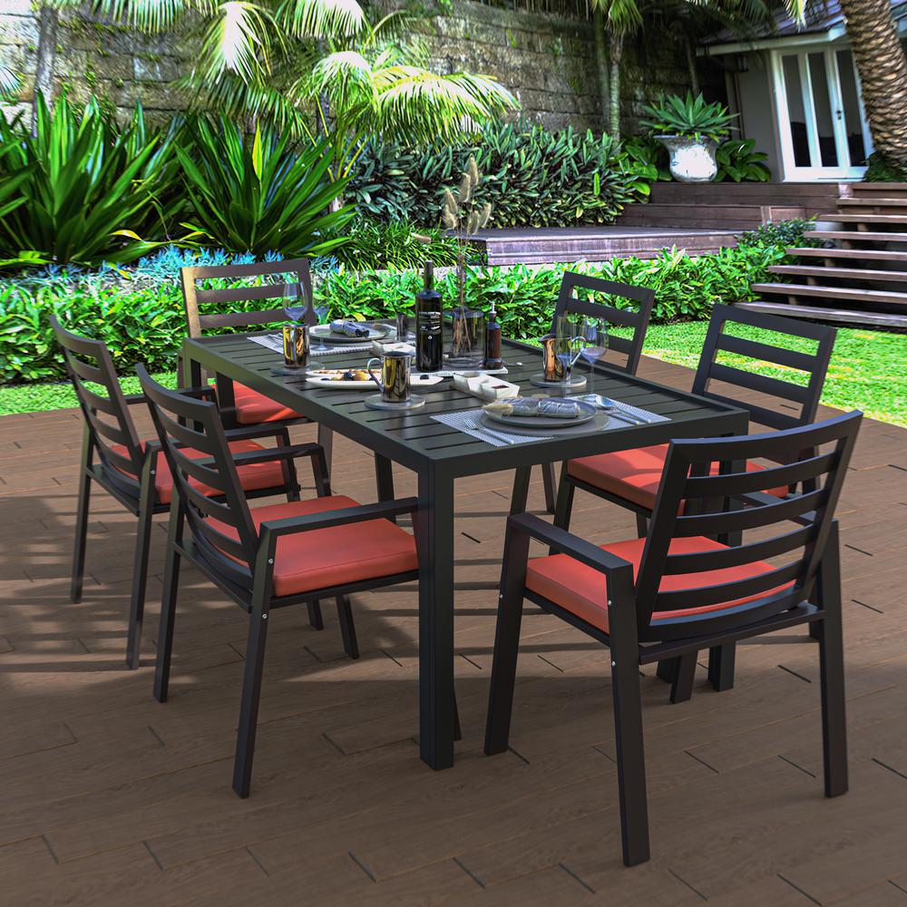 Chelsea Modern Patio Dining Armchair in Aluminum with Removable Cushions. Picture 15