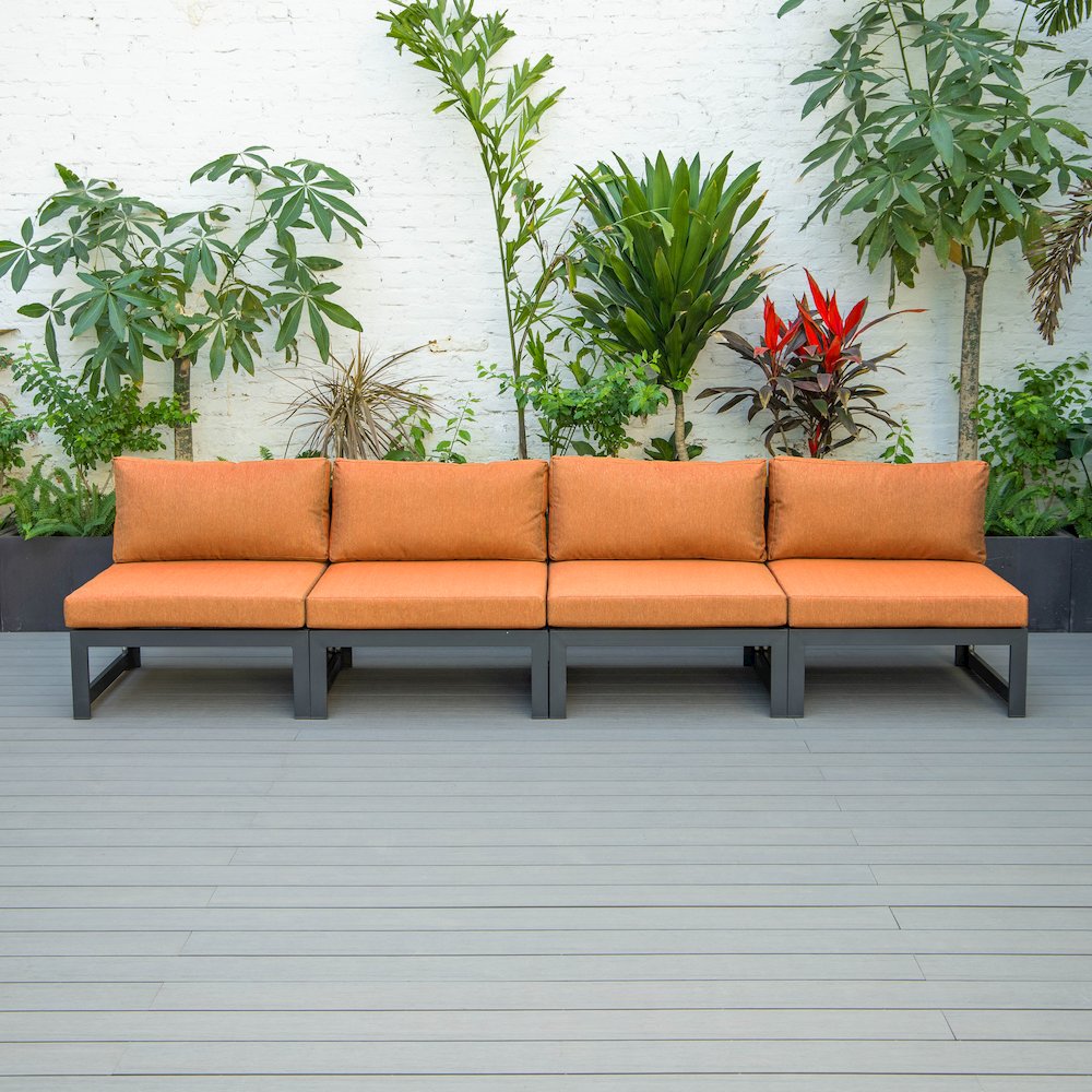 Chelsea 4-Piece Middle Patio Chairs Black Aluminum With Cushions. Picture 9