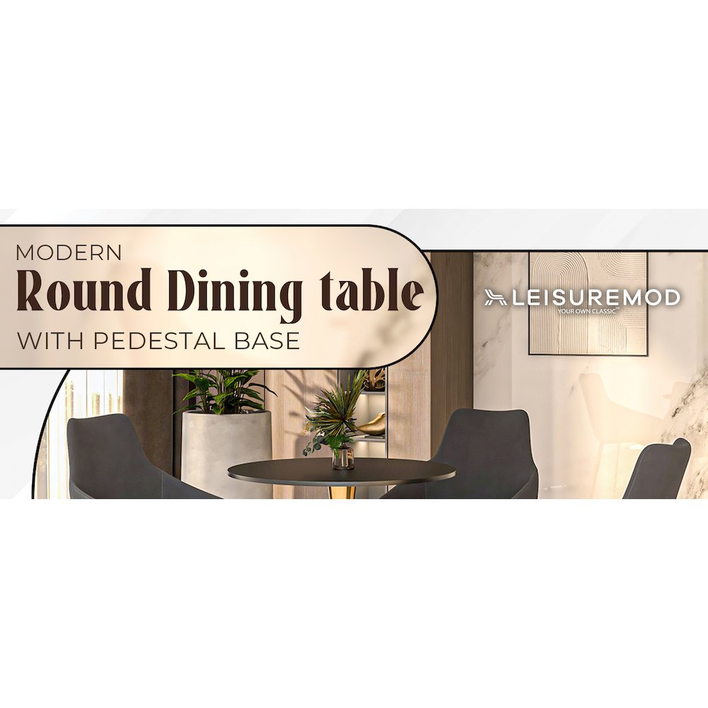 Bristol 27" round dining table Gold Base With Black Top. Picture 9