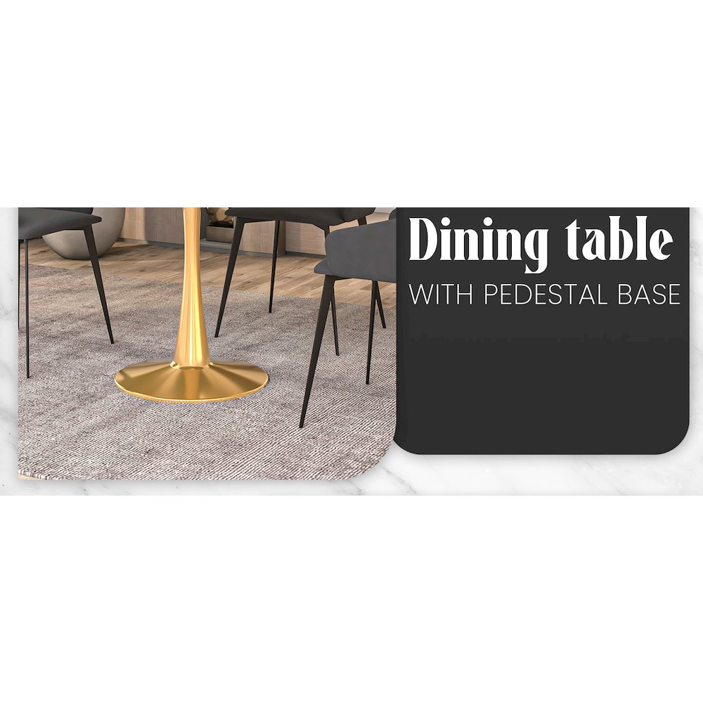 Bristol 35" round dining table Gold base with Black Sintered stone Top. Picture 9
