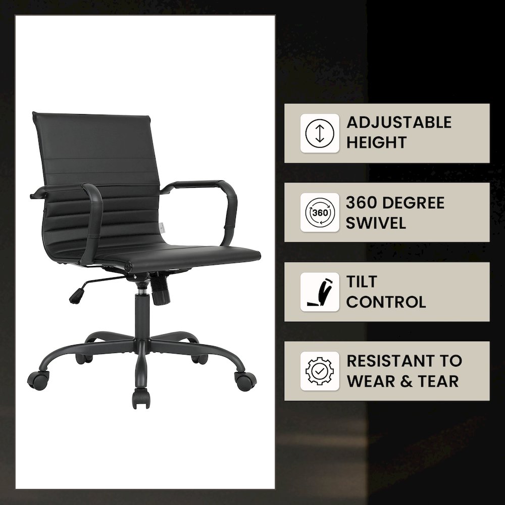 Harris Leather Home Office Chair With Black Frame in Black. Picture 20
