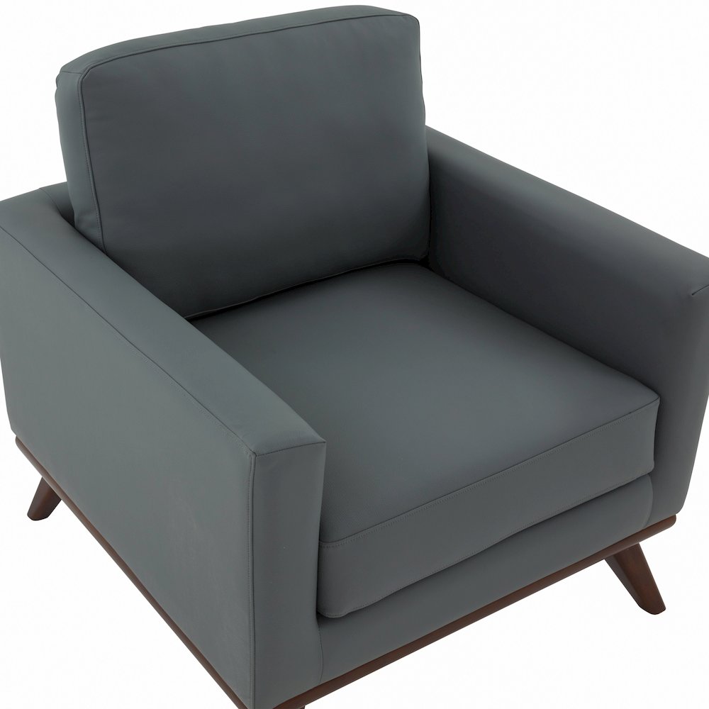 Chester Modern Leather Accent Arm Chair With Birch Wood Base. Picture 11