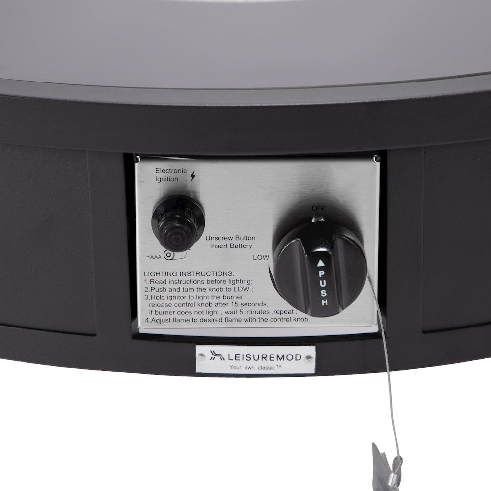 Walbrooke Patio Round Fire Pit and Tank Holder in Black. Picture 9