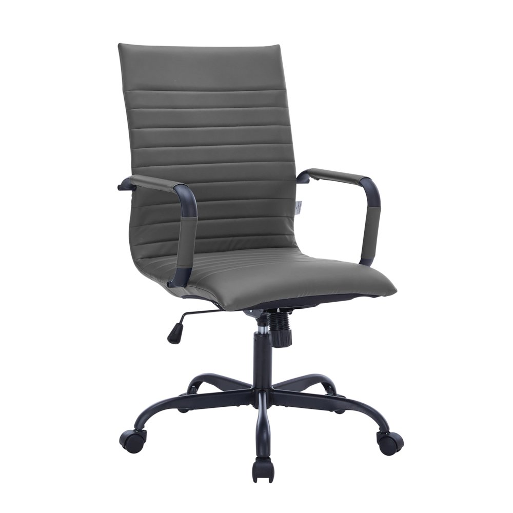 Harris Leather Home High-Back Office Chair in Grey With Black Frame. Picture 8