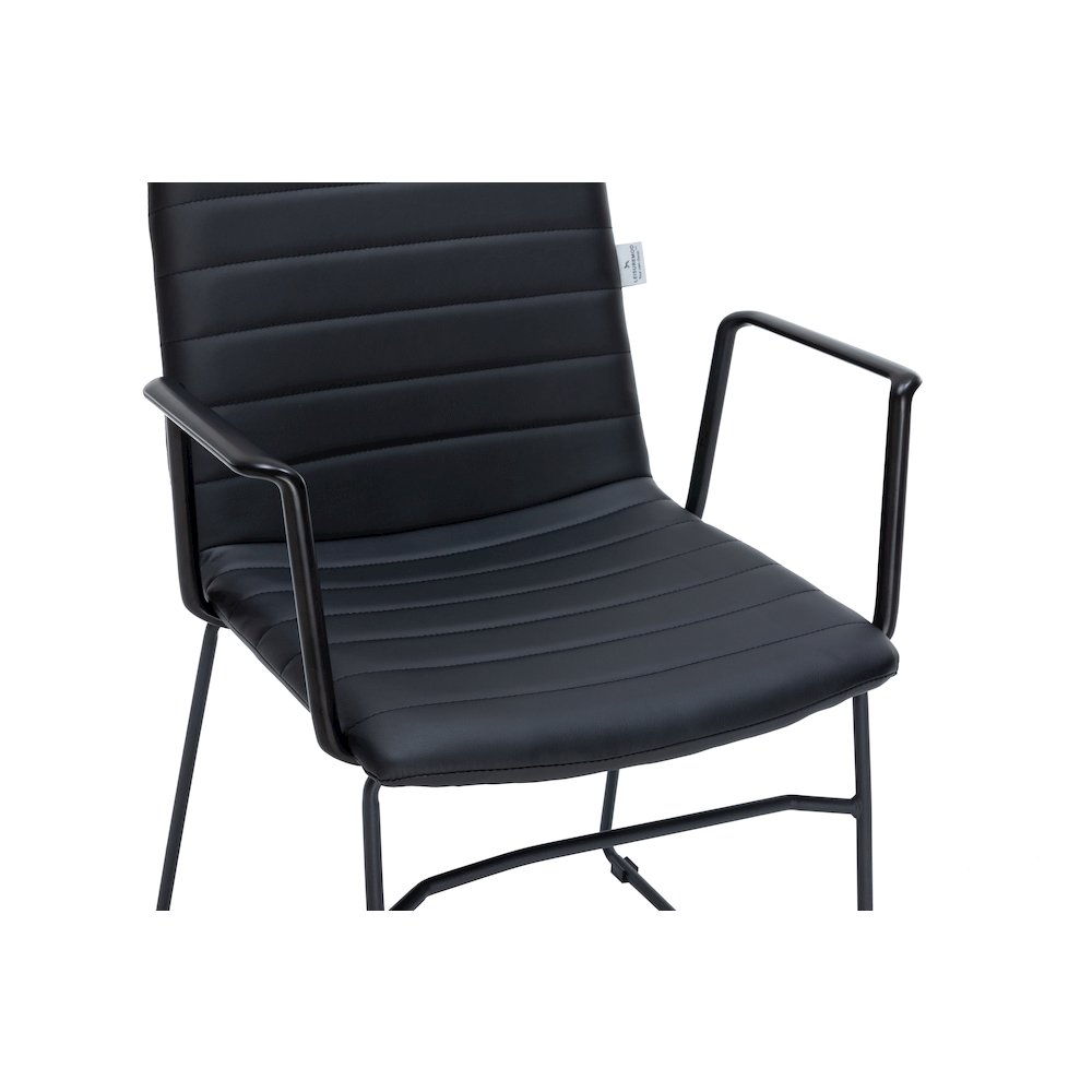 Zylar Series Office Guest Arm Chair in Black Leather. Picture 20