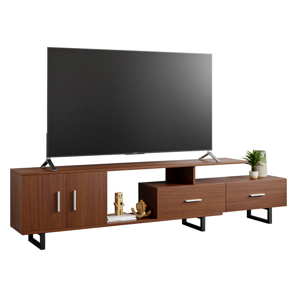 Avery Mid-Century Modern TV Stand with MDF Cabinet and Powder Coated Steel Legs. Picture 2