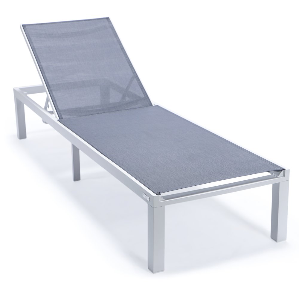 Marlin Modern White Aluminum Outdoor Patio Chaise Lounge Chair. Picture 17