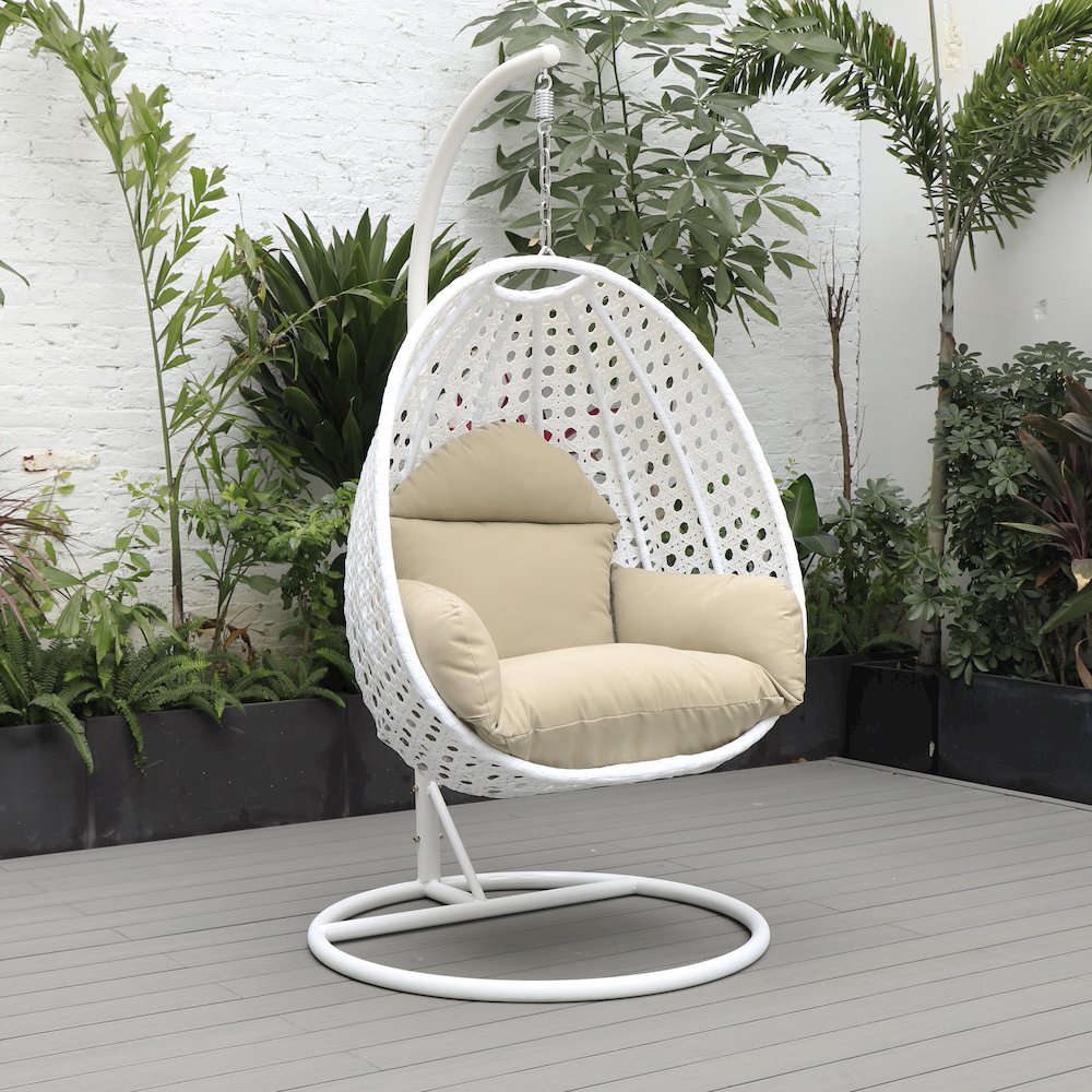 White Wicker Hanging Egg Swing Chair. Picture 2