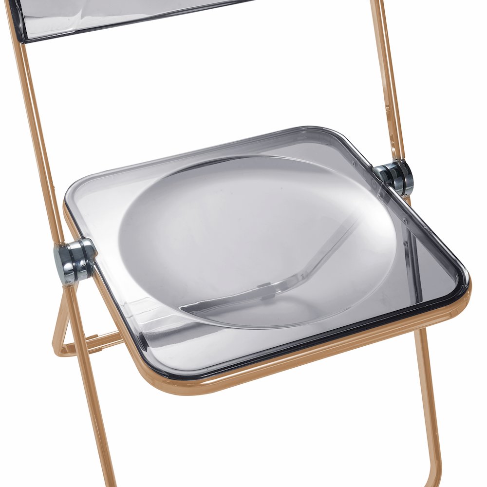 Lawrence Acrylic Folding Chair With Gold Metal Frame, Set of 2. Picture 12