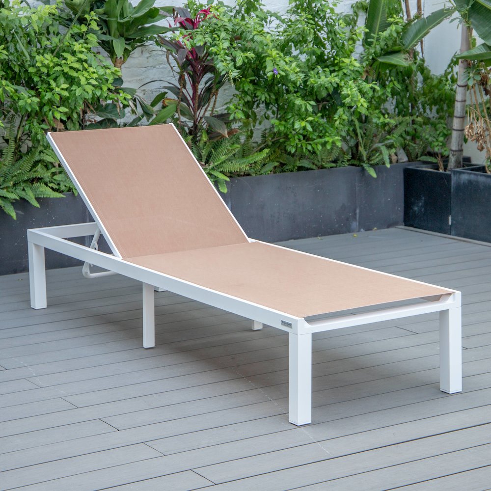 Marlin Modern White Aluminum Outdoor Patio Chaise Lounge Chair. Picture 18