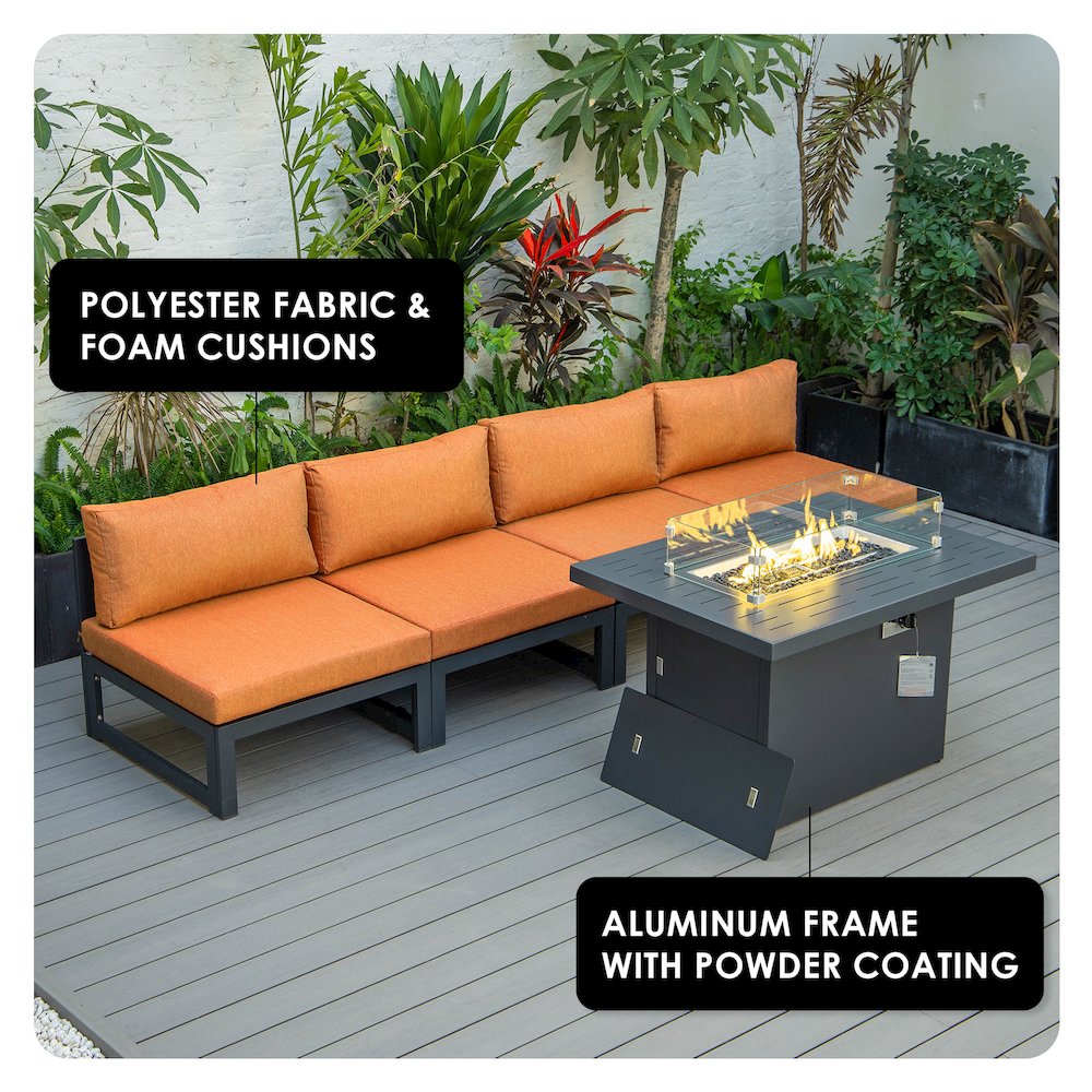 Chelsea 5-Piece Middle Patio Chairs and Fire Pit Table. Picture 1