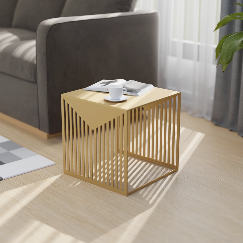 Cisco Modern Square Steel Side Table with Powder Coated Finish. Picture 1