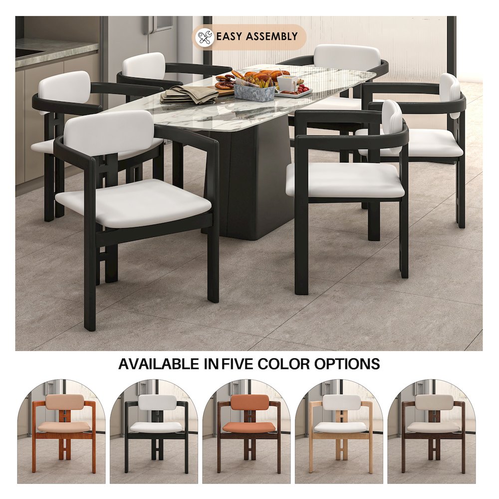 Velo Series Modern Dining Chair in Black Wood with Off White Seat. Picture 5