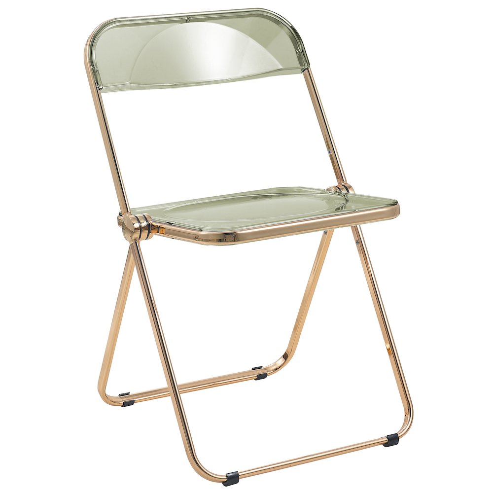 Lawrence Acrylic Folding Chair With Gold Metal Frame. Picture 2