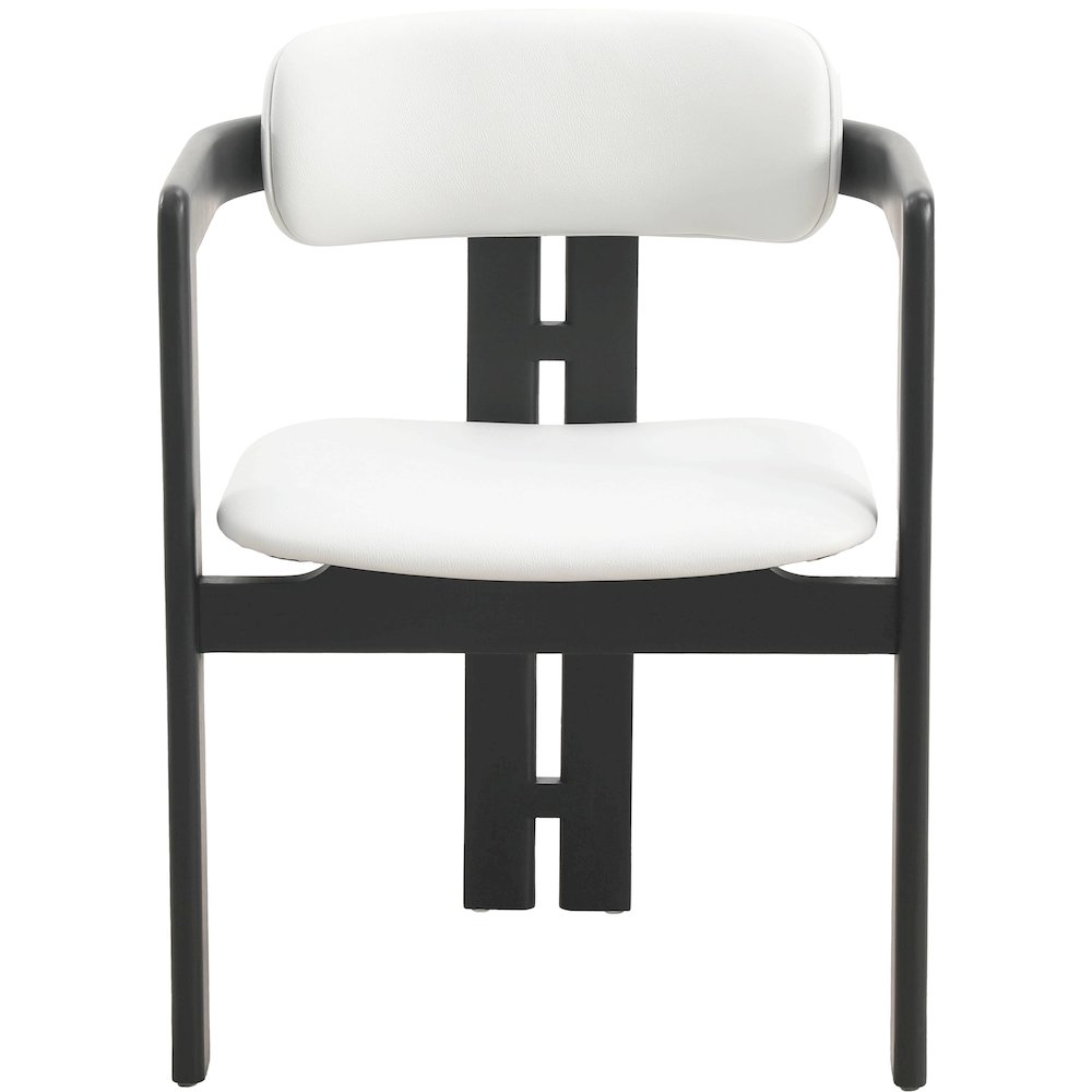 Velo Series Modern Dining Chair in Black Wood with Off White Seat. Picture 8