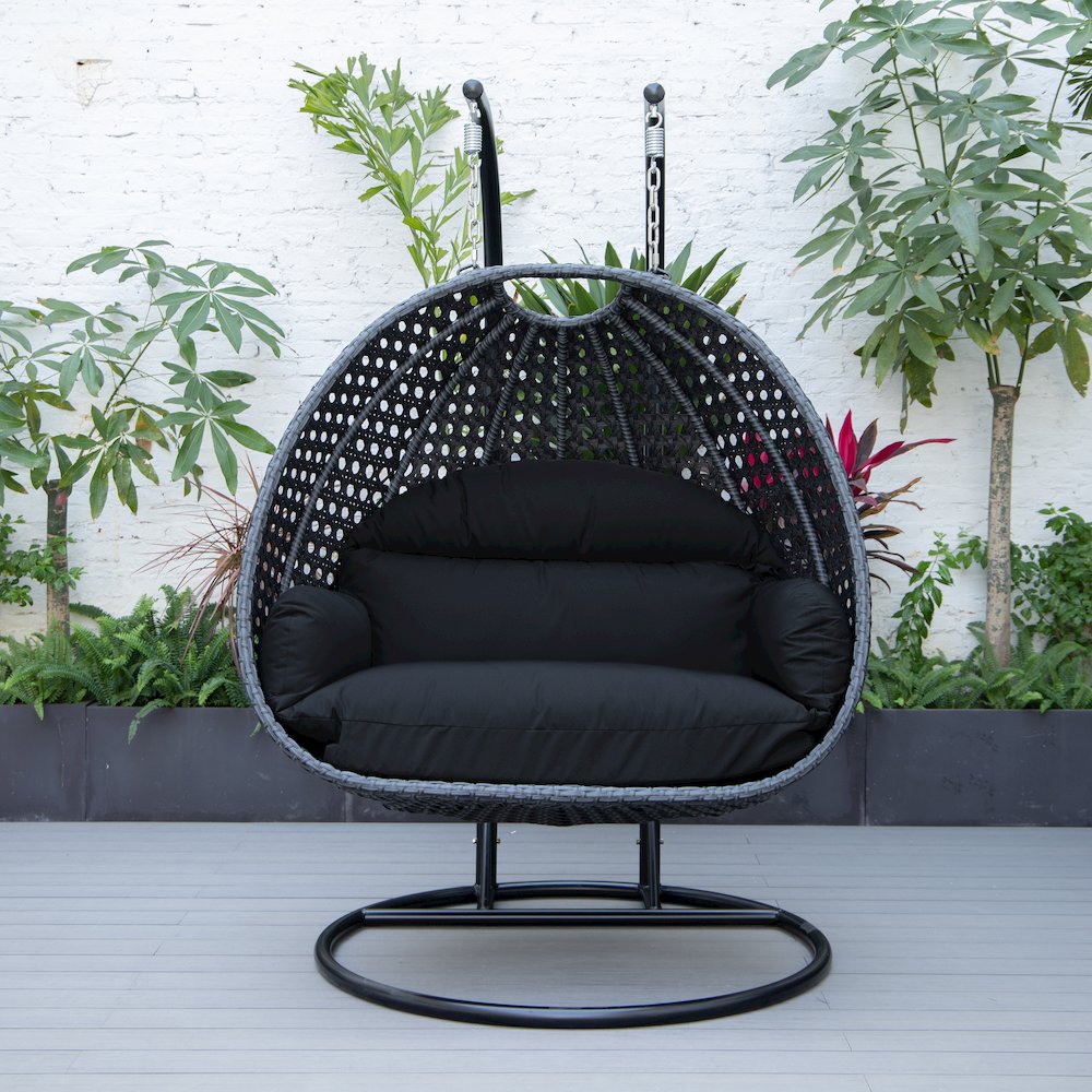 Mendoza Charcoal Wicker Hanging 2 person Egg Swing Chair. Picture 2
