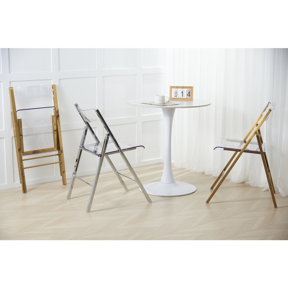 Menno Mid-Century Modern Acrylic Folding Chair Set of 2. Picture 3