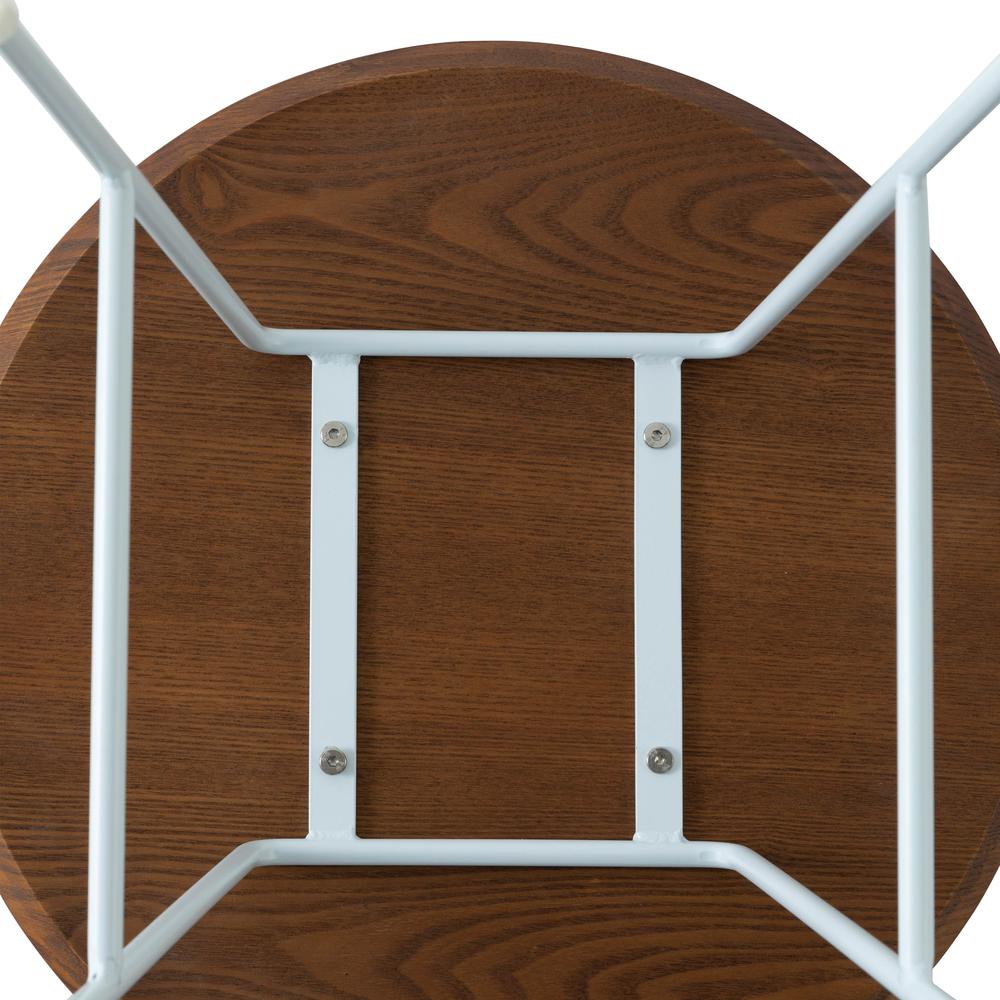 Rossmore Mid Century Modern Round Side Table With White Steel Frame. Picture 5