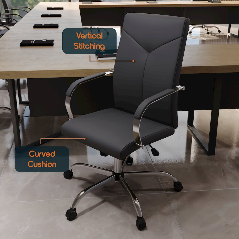 Sonora Modern High-Back Leather Office Chair. Picture 14