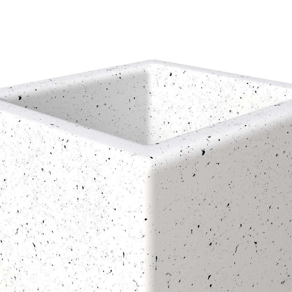 Terra Series Poly Stone Planter in Dotted White 10.2" x 10.2" 23.6" High. Picture 10