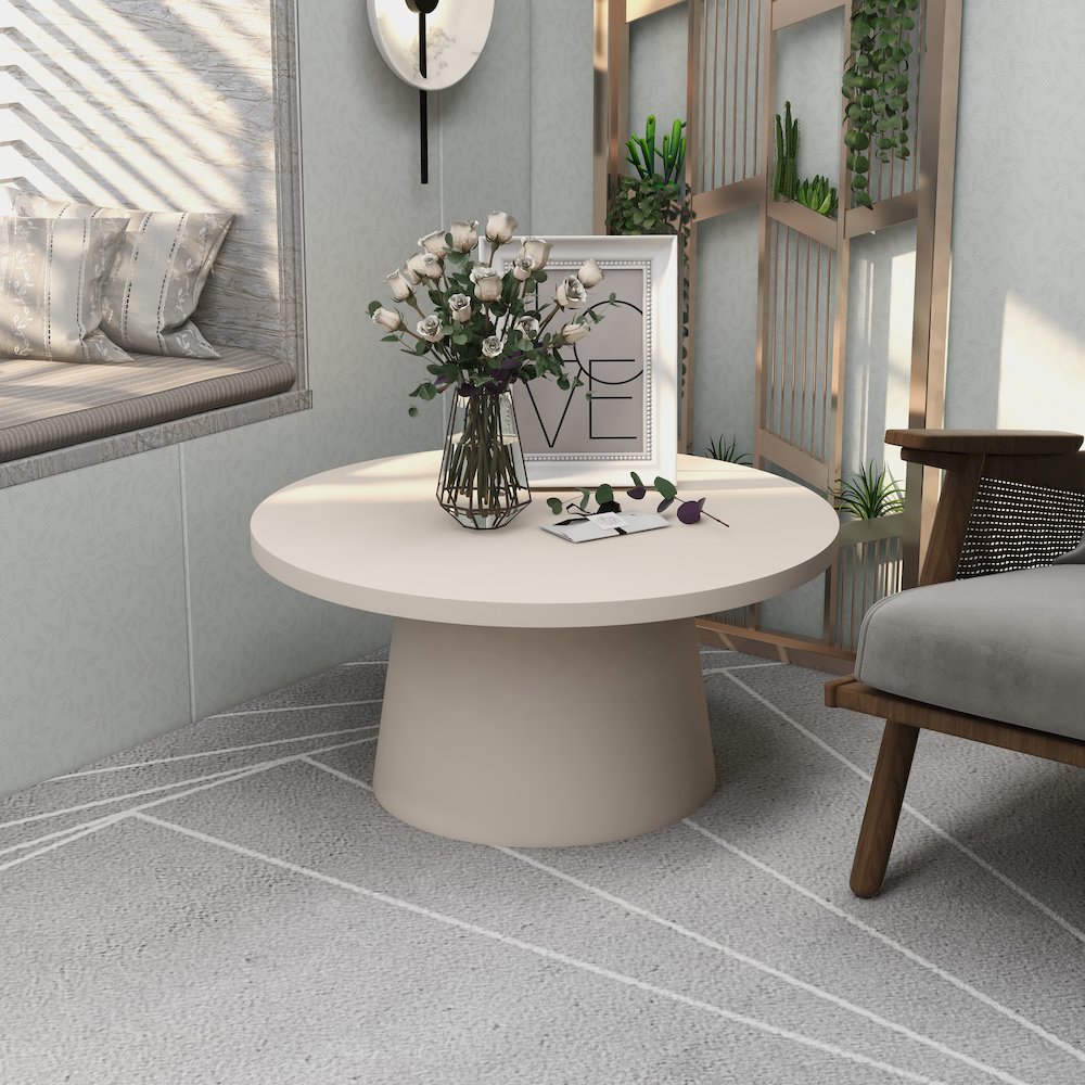 Dune Collection Fiberglass Outdoor Coffee Table In Grey. Picture 18
