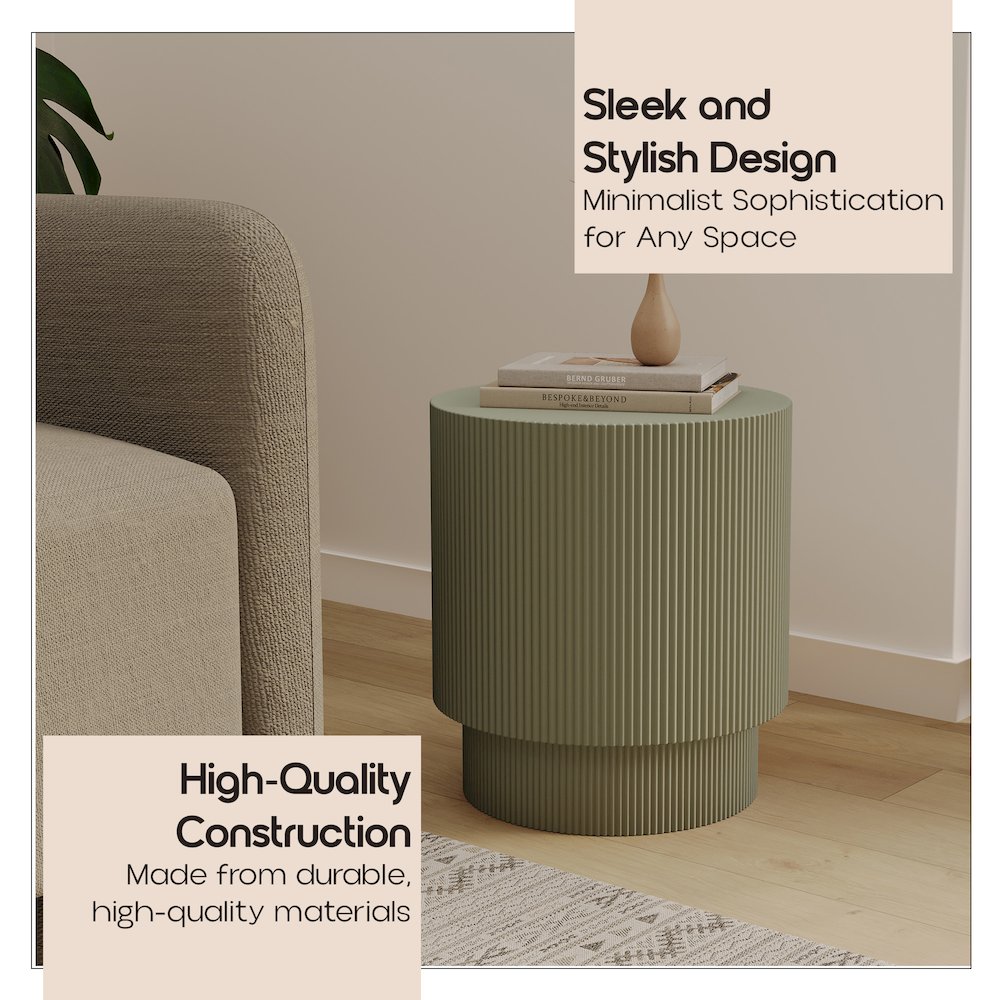 Eden Collection Fiberglass Outdoor Side Table in Olive Green. Picture 4