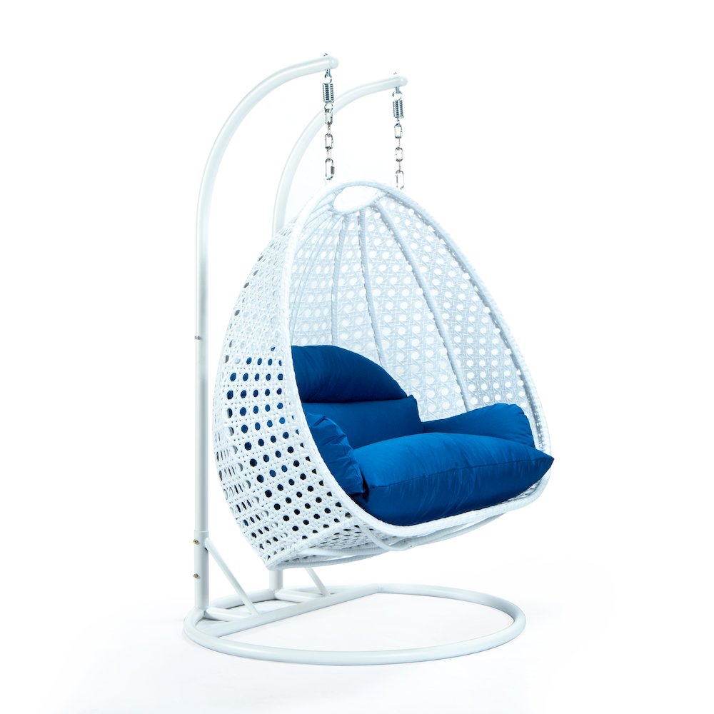 White Wicker Hanging 2 person Egg Swing Chair. Picture 5