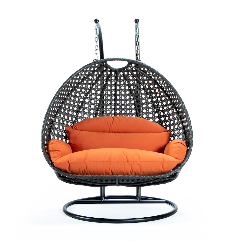 Charcoal Wicker Hanging 2 person Egg Swing Chair. Picture 9