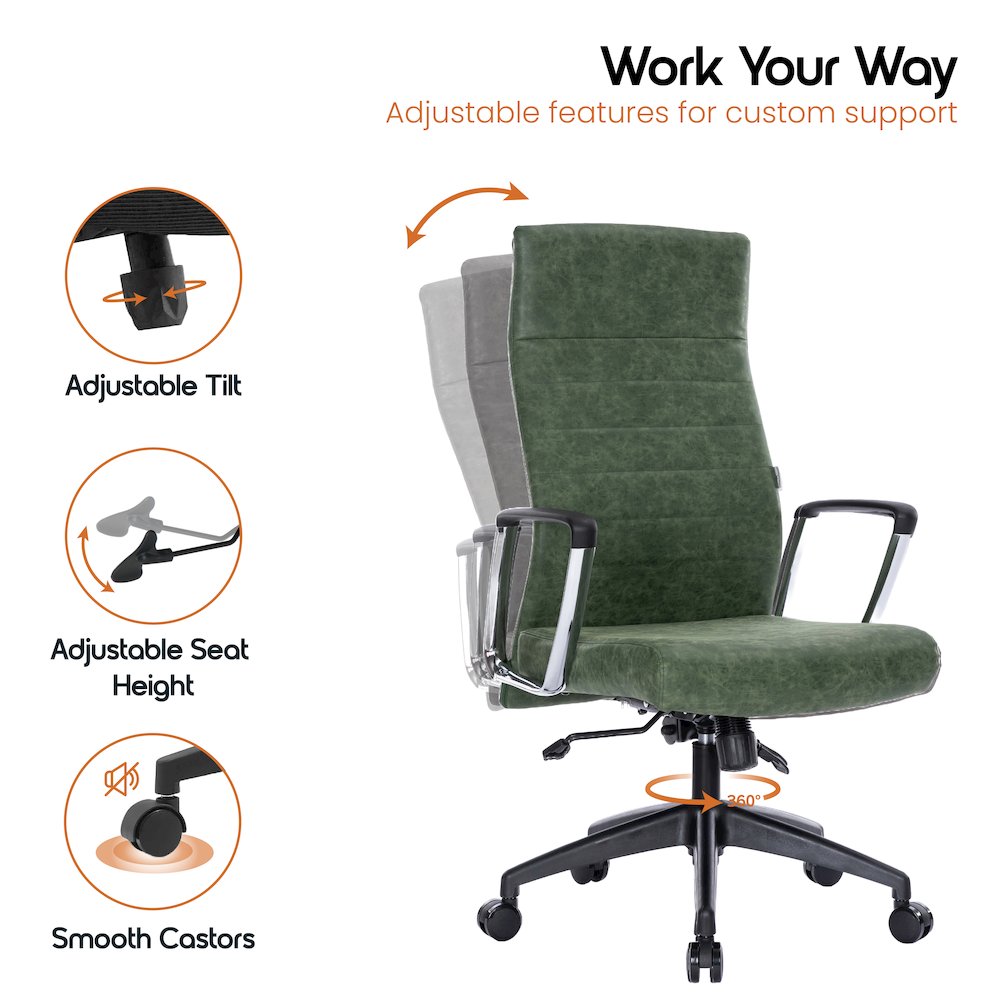 Hilton Leather Office Chair in Green. Picture 7