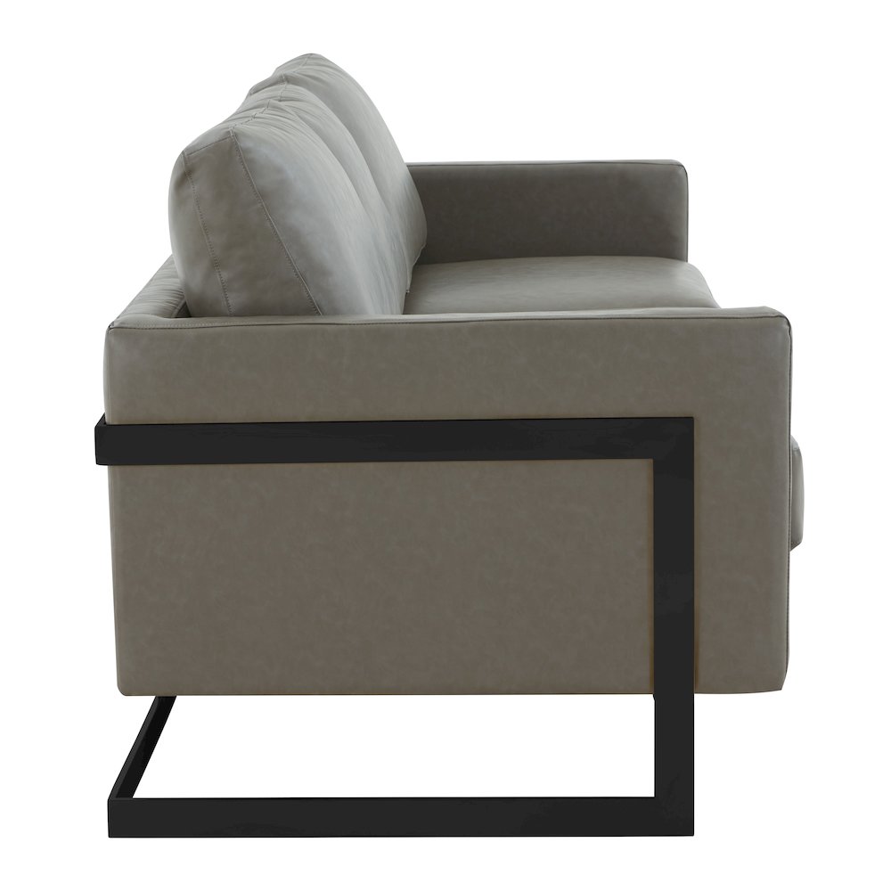 Lincoln Grey Leather Sofa With Black Frame. Picture 10