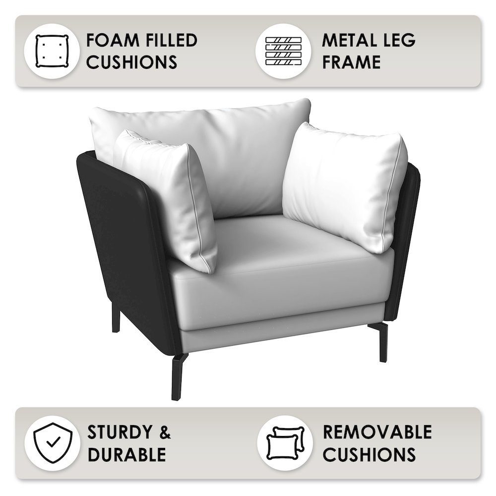 Luxify Collection Single Seater Sofa in Black/Grey. Picture 4