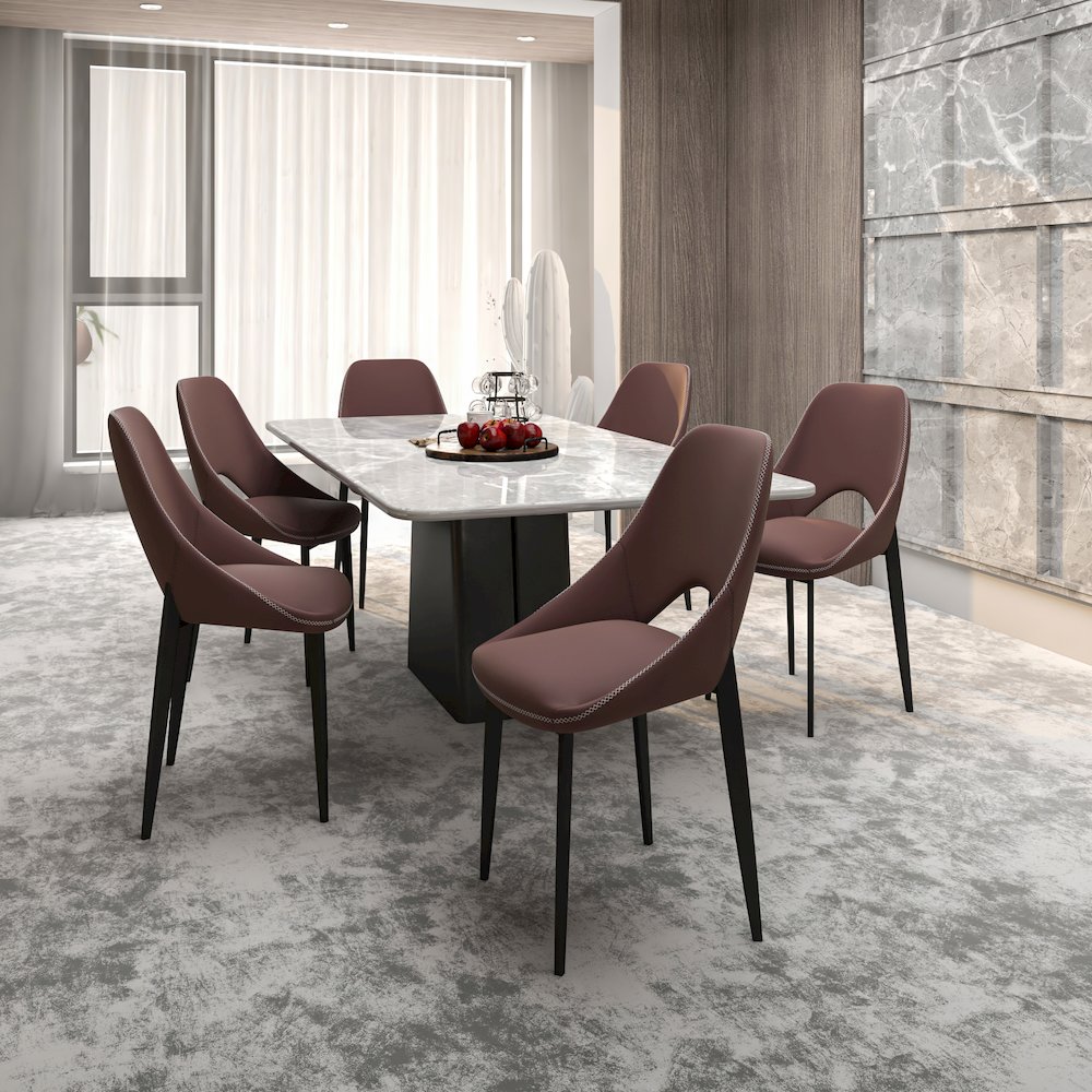Amalfi Collection Fabric Modern Dining Chair in Plum Purple. Picture 16