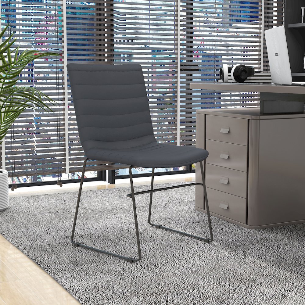 Zylar Series Office Guest Chair in Grey Leather. Picture 7