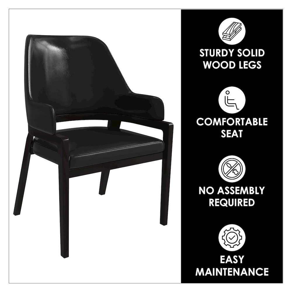 Ethora Collection Modern Wooden Dining Chair in Black. Picture 3